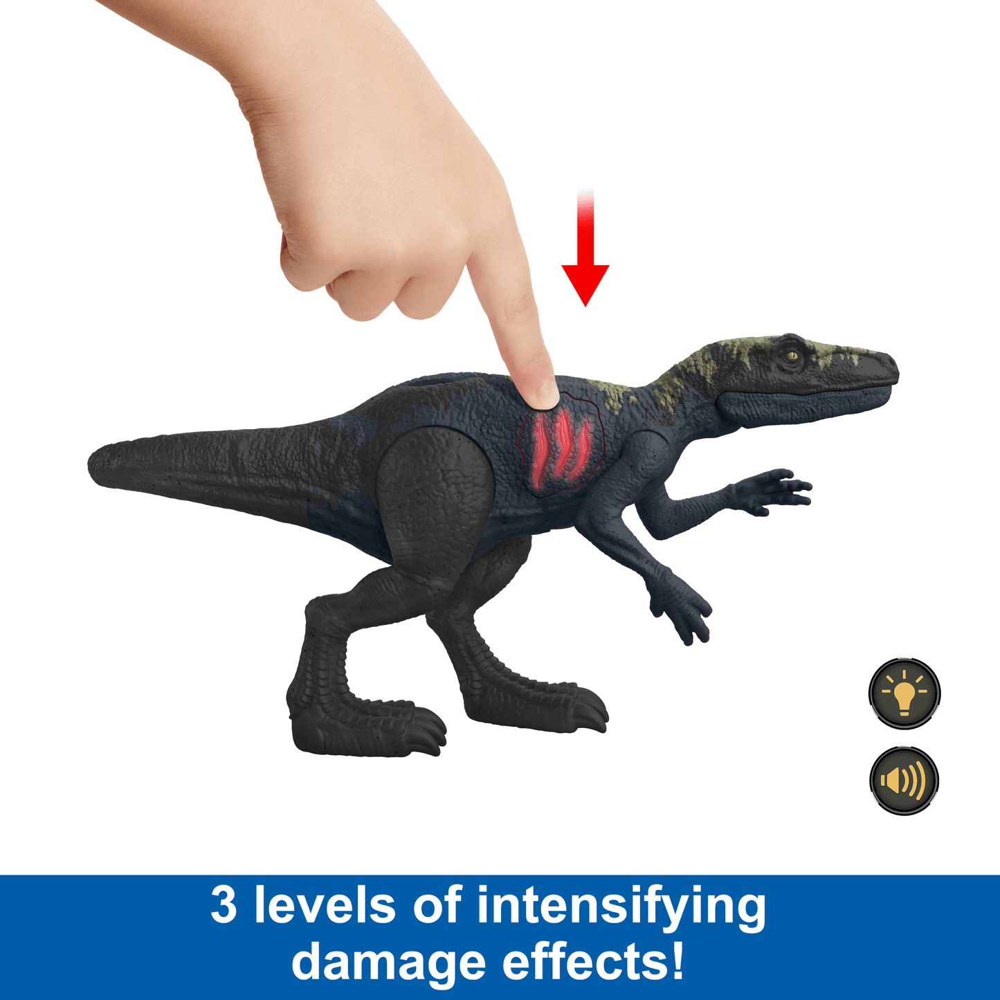 Jurassic World Epic Attack Herrerasaurus Dinosaur Toy Figure With Damage, Lights & Sounds