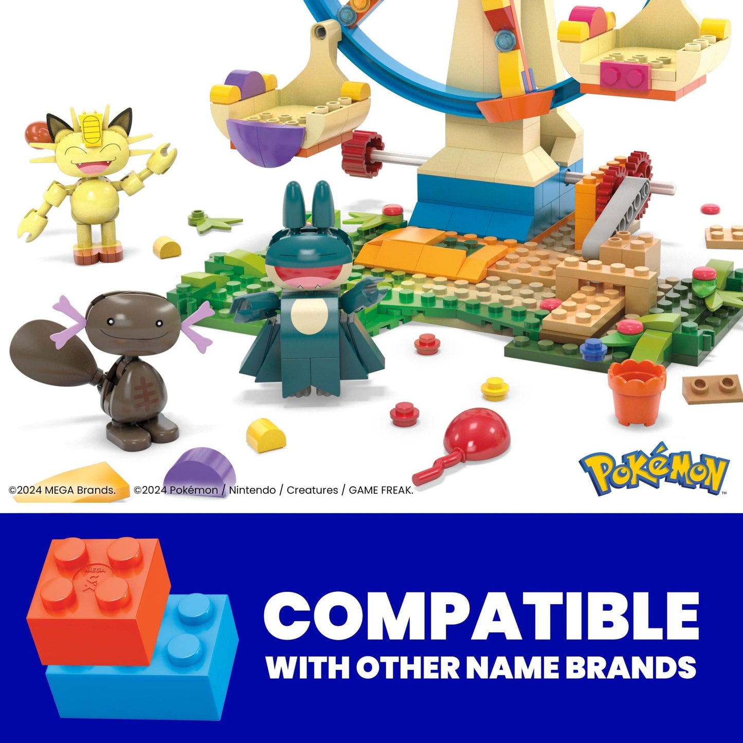MEGA Pokémon Ferris Wheel Fun Building Toy Kit, With 4 Action Figures (393 Pieces) For Kids