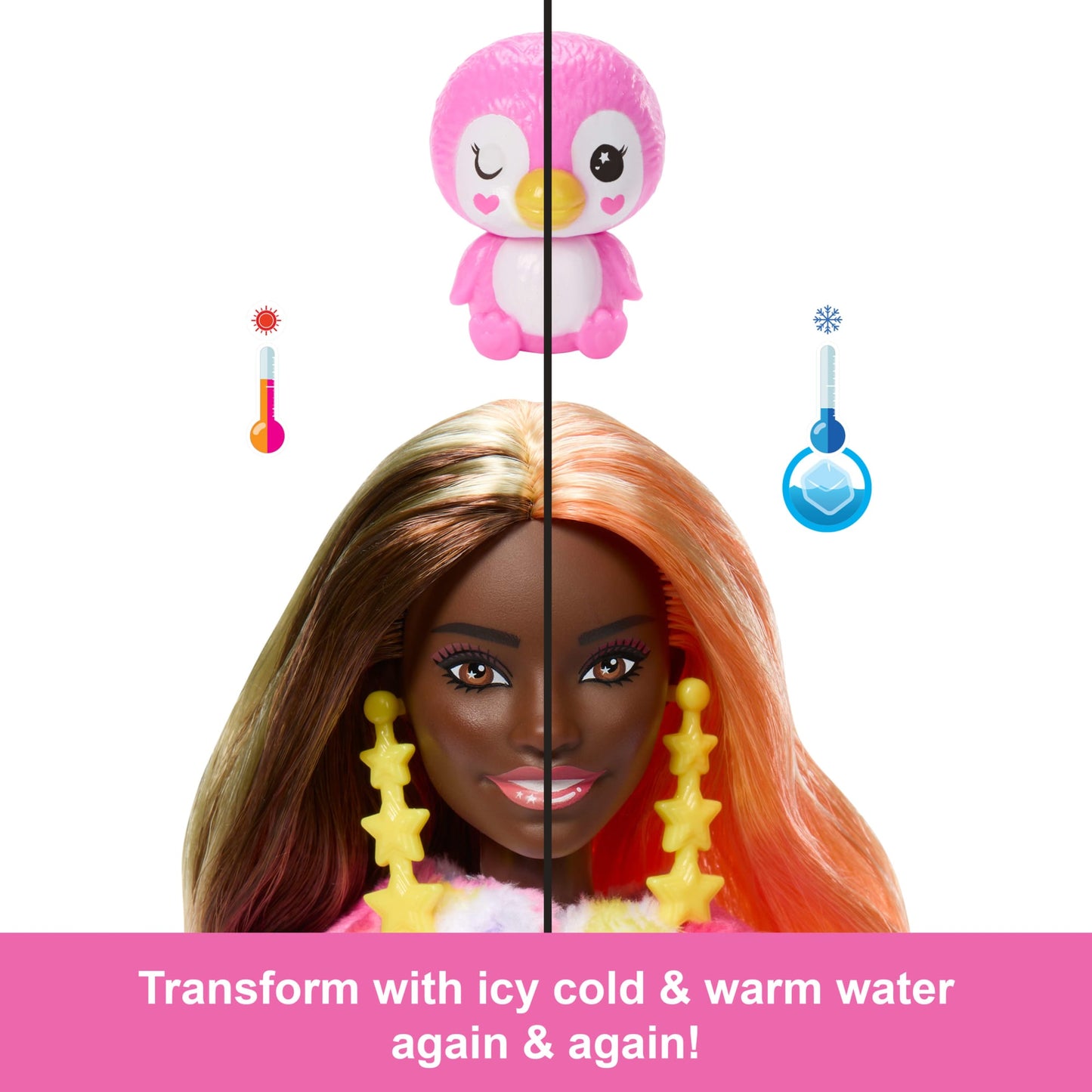 Barbie Cutie Reveal Penguin Doll & Accessories, Color Dream Series With 10 Surprises